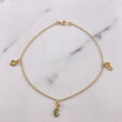 Tobillera Espiga 3.2gr / 25cm / 1.4mm Infinito-Virgen-Corazon Circones Verdes Oro Amarillo &