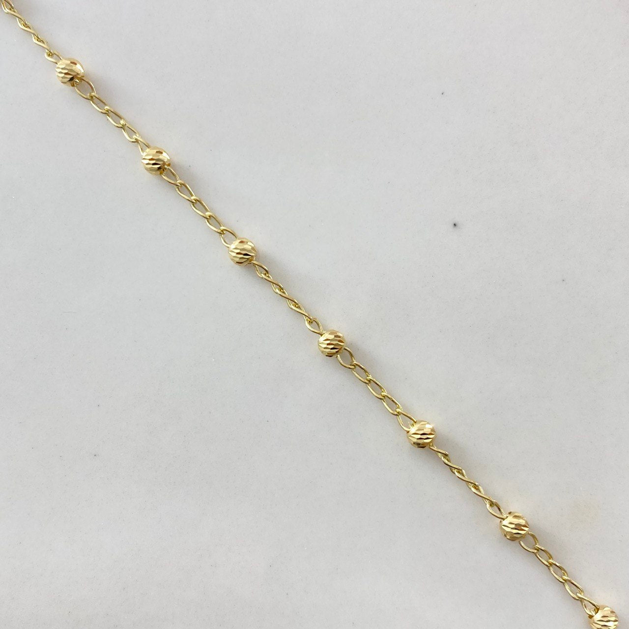 Pulso Estilo Militar 1.95gr / 18cm / 3mm Bolas Diamantada Oro Amarillo &