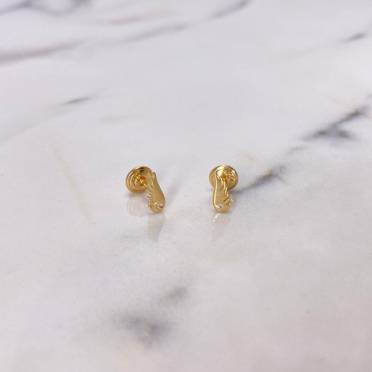 Topos Alas 0.7gr / Circon Blanco Oro Amarillo &