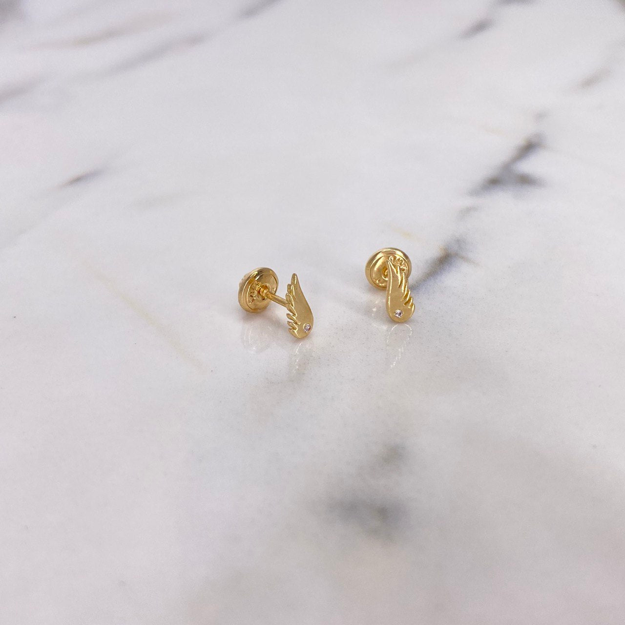 Topos Alas 0.7gr / Circon Blanco Oro Amarillo &