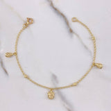 Pulso Espiga Gotas Manzana 1.9gr / 18.5cm / 3mm Bola Diamantada Oro Amarillo $