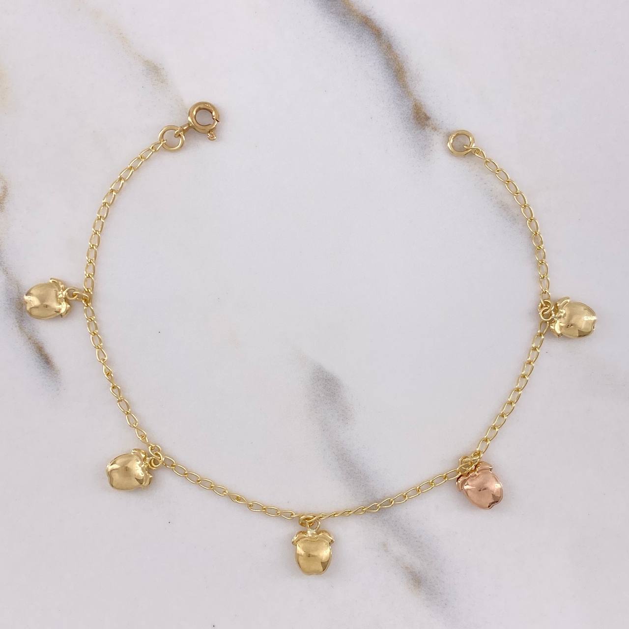 Pulso Espiga Manzanas 2.4gr / 18cm / 2mm Dos Oros Amarillo Rosa $