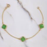 Pulso Espiga Trebol 2.75gr / 19cm / 2mm Resina Verde Morada Oro Amarillo $