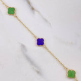 Pulso Espiga Trebol 2.75gr / 19cm / 2mm Resina Verde Morada Oro Amarillo $