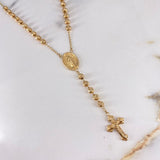 Rosario Virgen Milagrosa 15.15gr / 60cm / 5mm Bola Diamantada Oro Amarillo $