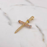 Dije Cruz Clavos 3.75gr / 4.7cm / Circones Blancos Tres Oros $