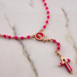 Rosario Virgen Maria 15gr / 50cm / 3mm Nepreno Rosado Circones Blancos Oro Rosa $