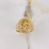 Anillo Sello Herradura Caballo 3.9gr / T9 3/4 / Circones Verdes Oro Amarillo $