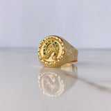 Anillo Sello Herradura Caballo 3.7gr / T11 / Circones Verdes Oro Amarillo $