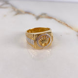 Anillo Correa Corona 11.15gr / T10 1/2 / Cuadrado Dos Oros Amarillo Blanco $