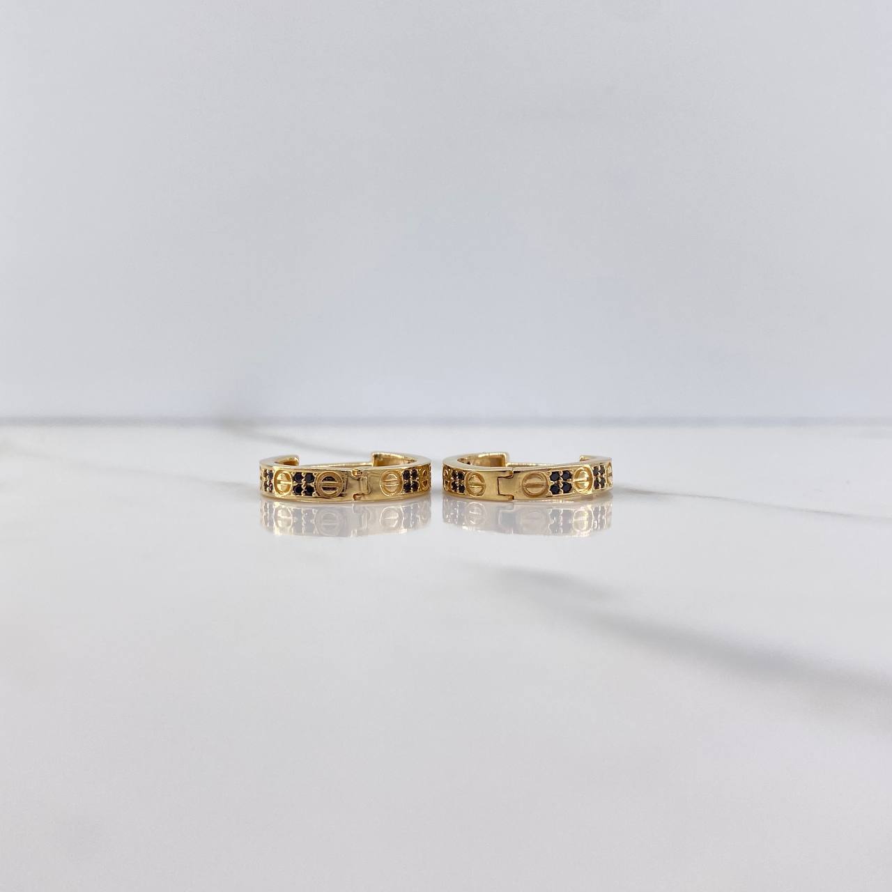 Candongas Tornillo 4.2gr / 1.7cm / Circones Negros Oro Amarillo &