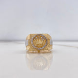 Anillo Correa Corona 11.15gr / T10 1/2 / Cuadrado Dos Oros Amarillo Blanco $