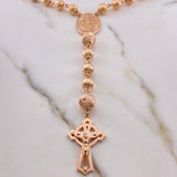 Rosario Virgen Milagrosa 44.2gr / 70cm / 8mm-10mm Bolas Diamantadas Oro Rosa $
