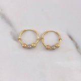 Candongas Mini Aro 1.35gr / 1.7cm / 3mm Bolas Diamantadas Tres Oros $