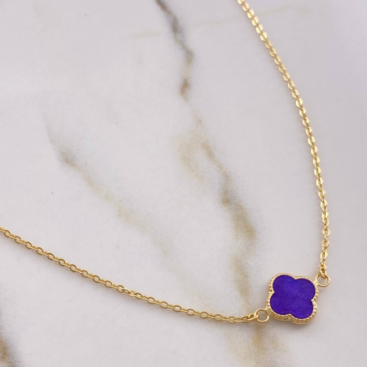 Cadena Aro Seguido Trebol 2.8gr / 1cm / 45mm Negro Morado Electroestatico Oro Amarillo &
