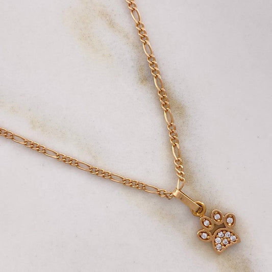 Cadena Figaro 1.4gr 45cm + Dije Huella 0.45 1.5cm / Oro Rosa (Oferta) $