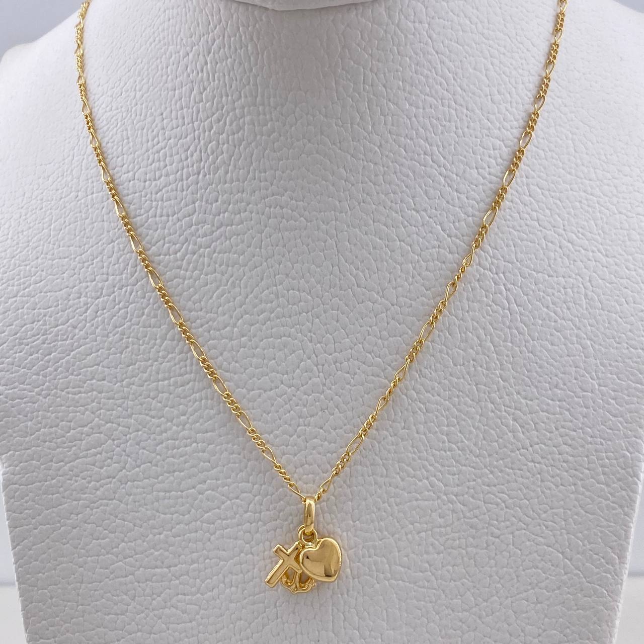 Cadena Figaro 1.45gr 45cm + Dije Tres Gracias 0.6gr 1.5cm / Oro Amarillo (Oferta) $