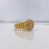 Anillo Corona 5.75gr / T10 / Circones Blancos Oro Amarillo $