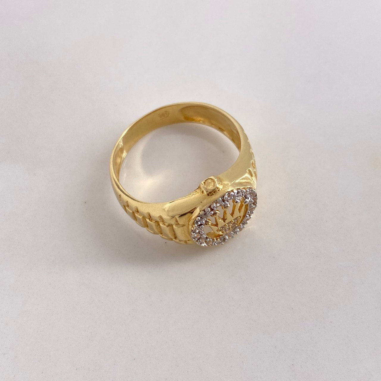 Anillo Corona 5.75gr / T10 / Circones Blancos Oro Amarillo $