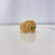 Anillo Sello Espiga 9.4gr / T8 1/2 / Circon Verde   Oro Amarillo $