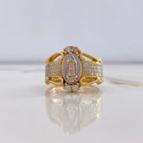 Anillo Virgen de Guadalupe 8.75gr / T8 1/4 / Circones Blancos Dos Oros Amarillo Blanco $