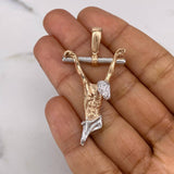 Dije Cristo 15.15gr / 5cm / Dos Oros Blanco Rosa 18K $