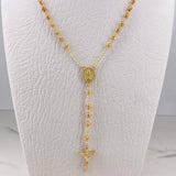 Rosario Virgen Milagrosa 12.55gr / 60cm / 4mm Bola Diamantada Oro Amarillo 18K $