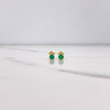Topos Circulo 0.85gr / 1cm / Esmeralda 0.20 Qts Oro Amarillo (Joya) &