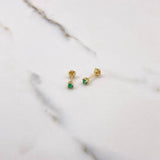 Topos Circulo 0.85gr / 1cm / Esmeralda 0.20 Qts Oro Amarillo (Joya) &