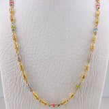 Cadena Rustica 14.7gr / 60cm / 4.3mm Barril Cauchos Colores Dos Oros Amarillo Blanco 18K $