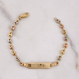Pulso Bebé GC 1.75gr / 13cm / 4.8mm Placa Rectangular Curva Lisa Tres Oros 18K $