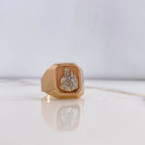 Anillo Sello Virgen del Carmen 3.9gr / T9 1/4 / Dos Oros Blanco Rosa &