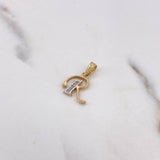 Dije Letra R 0.8gr / 1.9cm / Circones Blancos Dos Oros Amarillo Blanco 18K $