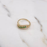 Anillo Banda 2.45gr / T7 / Circones Blancos Verdes Oro Amarillo 18K $