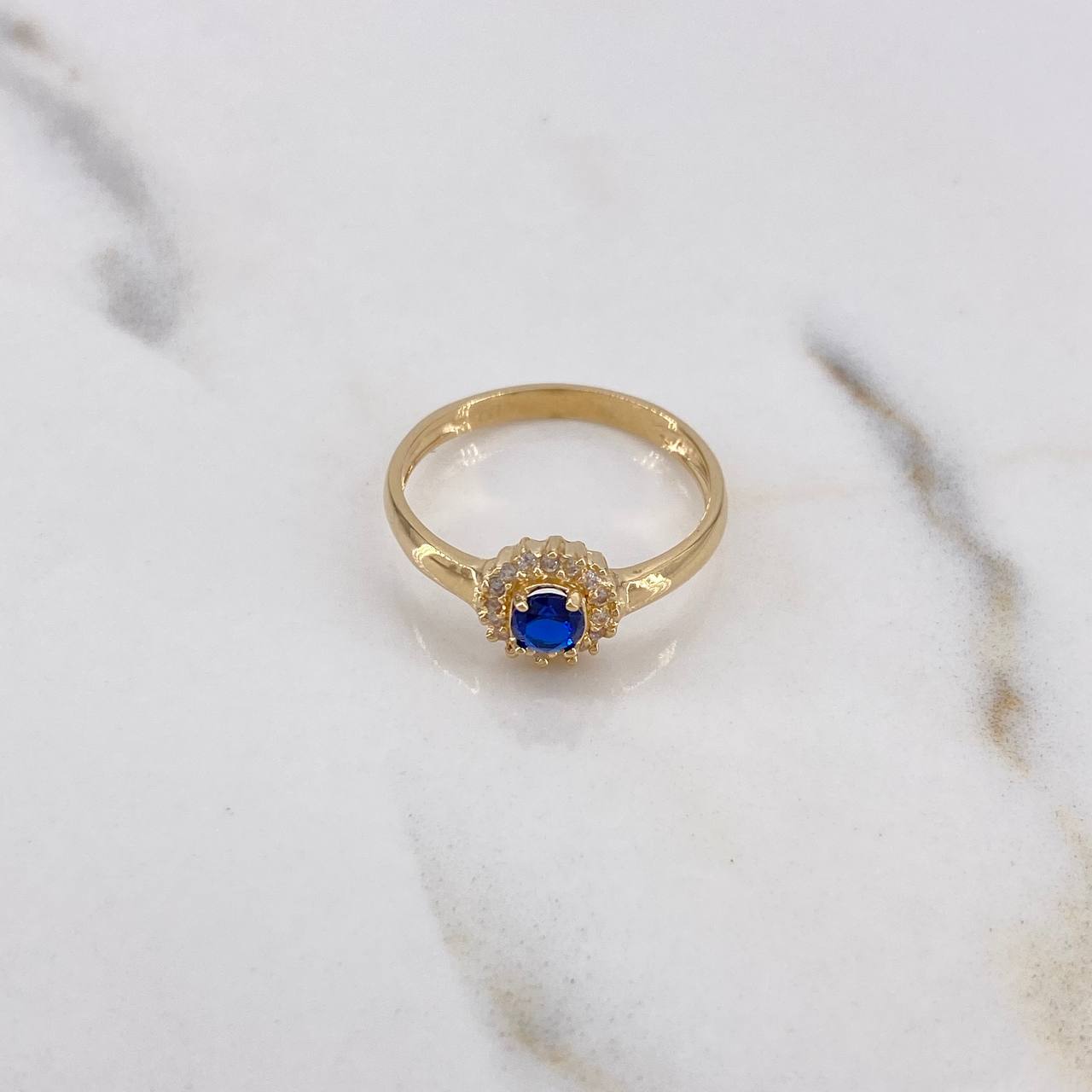 Anillo Halo 2.45gr / T7 / Circones Blancos Azul Oro Amarillo 18K $