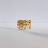 Anillo Cubano 4.05gr / T7 1/4 / Circones Blancos Oro Amarillo 18K $