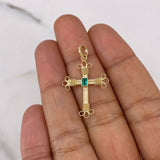 Dije Cruz 1.7gr / 3.2cm / Esmeralda 8pts Rectangular Oro Amarillo 18K (Joya) &