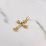 Dije Cruz 1.7gr / 3.2cm / Esmeralda 8pts Rectangular Oro Amarillo 18K (Joya) &