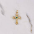 Dije Cruz 1.4gr / 2.8cm / Esmeralda 7pts Redonda Oro Amarillo 18K (Joya) $