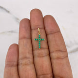 Dije Cruz 0.6gr / 2.2cm / Esmeralda 32pts Oro Amarillo 18K (Joya)