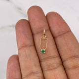Dije Gato 0.35gr / 1.9cm / Esmeralda 8pts Oro Amarillo 18K (Joya) &