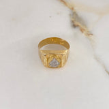 Anillo Sello Sagrado Corazón 3.65gr / T9 / Correa Dos Oros Amarillo Blanco $