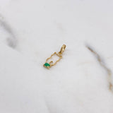 Dije Gato 0.35gr / 1.9cm / Esmeralda 8pts Oro Amarillo 18K (Joya) &