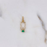 Dije Gato 0.35gr / 1.9cm / Esmeralda 8pts Oro Amarillo 18K (Joya) &