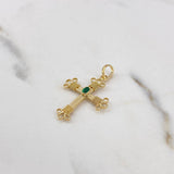 Dije Cruz 1.7gr / 3.2cm / Esmeralda 8pts Ovalada Oro Amarillo 18K (Joya) &