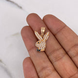 Dije Conejo 2.25gr / 2.3cm / Circones Blancos Negros Oro Rosa 18K $