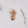 Dije Conejo 2.25gr / 2.3cm / Circones Blancos Negros Oro Rosa 18K $
