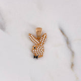 Dije Conejo 2.25gr / 2.3cm / Circones Blancos Negros Oro Rosa 18K $