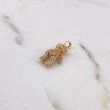 Dije Oso Articulado 4.2gr / 2.4cm / Circones Blancos Negros Oro Amarillo 18K #