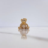 Dije Oso Articulado 4.2gr / 2.4cm / Circones Blancos Negros Oro Amarillo 18K #